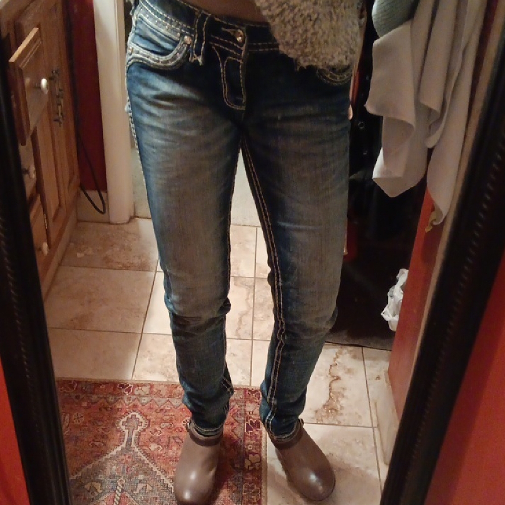 Rock Revival Blue Skinny Jeans with Faded Look